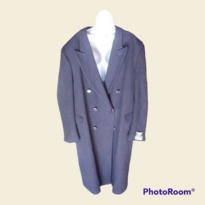 Vtg J.G. JG CHAPPELL men overcoat long coat 42 R black wool cashmere England